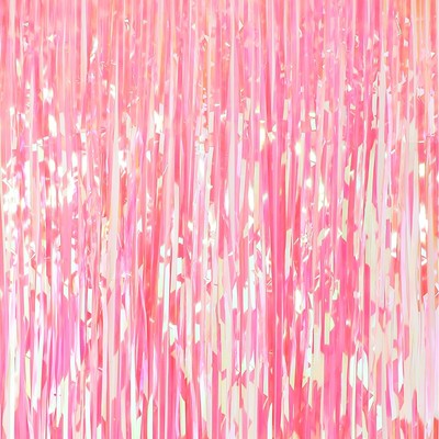 Pink Tinsel Curtain Party Backdrop Foil Fringe Party Decorations Streamers Fr...