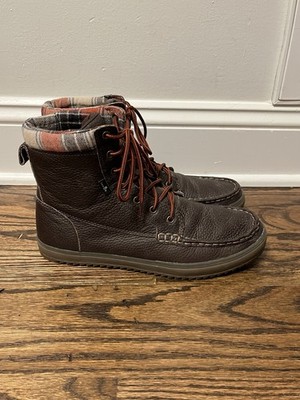 Sanuk Stratton Deluxe Leather Brown Lace Up Boots Mens 10 - 1014131