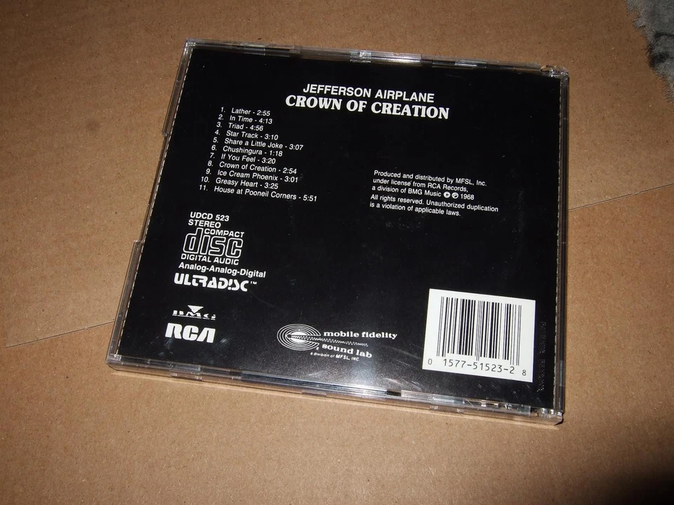 JEFFERSON AIRPLANE : CROWN OF CREATION 24KT GOLD CD 1989 MFSL ULTRADISC UDCD - Bild 2 von 3