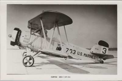 1930s Photo of Curtiss O2C 1 US Marines Biplane on Sunny Airfield