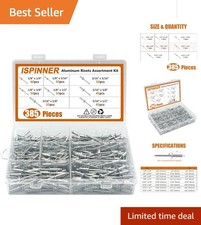 8-Sizes Durable Pop Rivets Assortment - Corrosion-Resistant Aluminum & Steel
