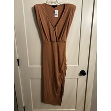 Gibsonlook Surplice V-Neck Knit Dress, Sz S Blush Sandstone Wedding LagenLook