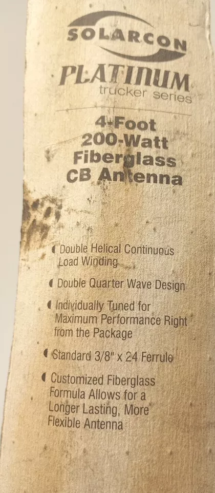 全新 SolarCon 白金卡车司机系列 4 英尺 200 瓦玻璃纤维 CB 天线 — 第 4/4 张图片