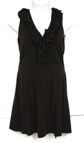 Ralph Lauren Chocolate Brown dress MSRP 129 1X Plus size Sleeveless Belted - Afbeelding 1 van 9