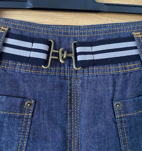 HOBBS Denim A-Line Skirt With Belt - UK Size 8 - BNWOT - Picture 2 of 6