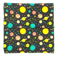 Outer Space Planets Vibrant Colorful Black Background Scarf Bandana 21" x 21"