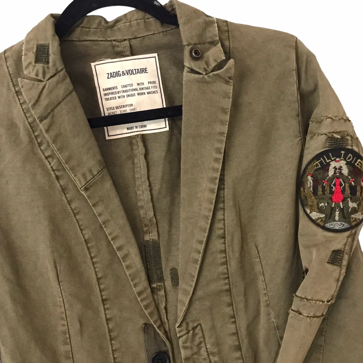 Zadig & Voltaire Virginia Grunge Military Jacket Goth Olive Zadig & Voltaire Virginia Grunge Military Jacket Goth Olive