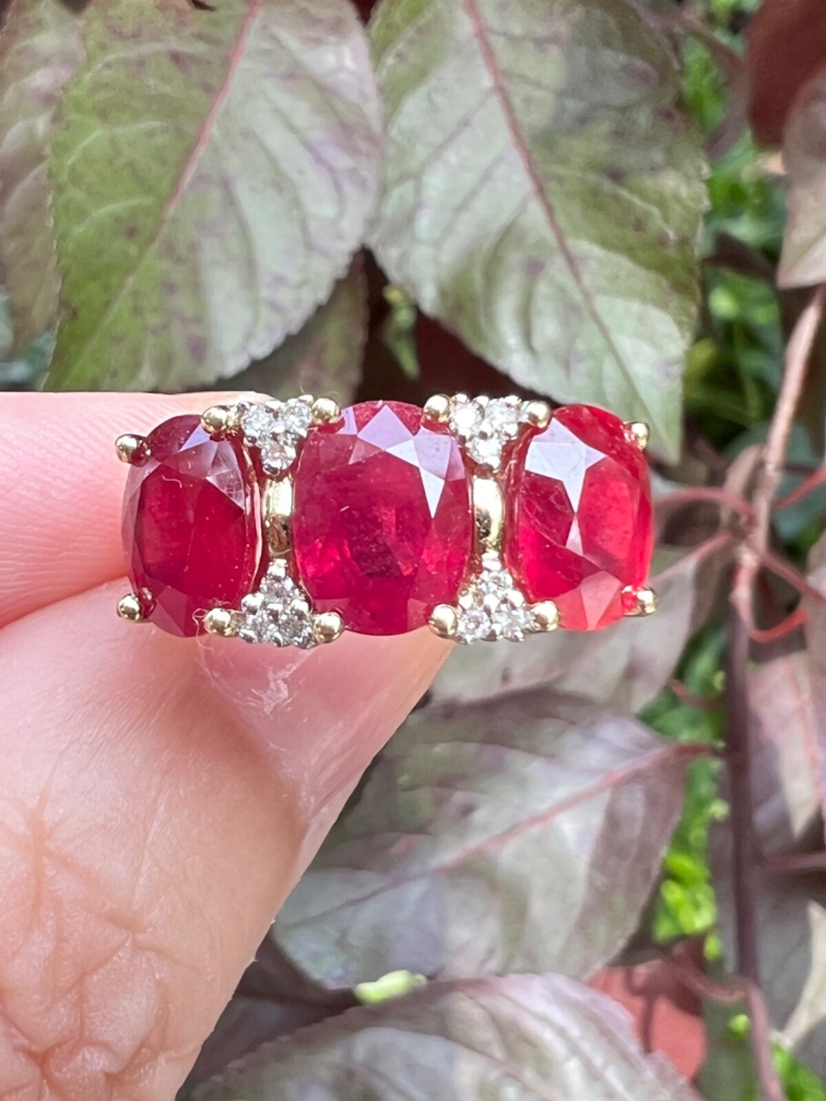 14K GOLD TRILOGY “PAST PRESENT FUTURE “ RUBY DIAM… - image 8