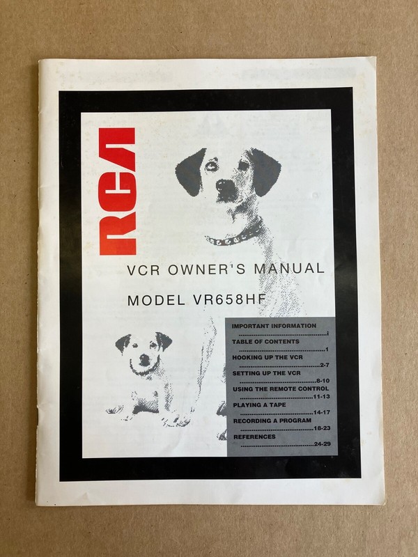 Vintage 1993 RCA VCR Model VR658HF Owner's Manual, Printed in Korea