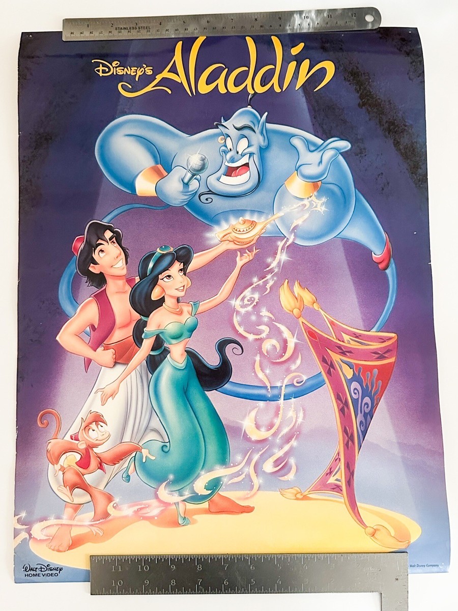 Vintage Walt Disney Home Video Buena Vista Aladdin poster USA Made