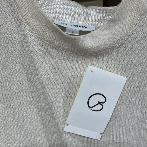Neu mit Etikett St. John Größe L cremeweiß ärmellos Santana Stricktop Basisschicht USA Q - Bild 4 von 7