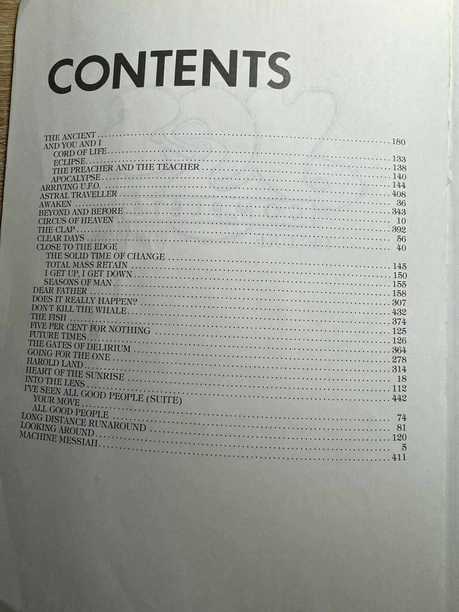 Yes, Complete, Deluxe Edition Songbook | eBay
