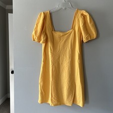 Mango Short Dress With Puffy Short Sleeve Stretchy Sz 10