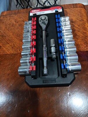 Hyper Tough 22-Piece 1/2-Inch Drive Ratchet and Socket Set | eBay