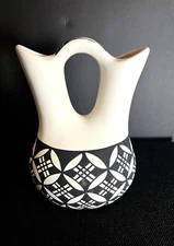 Beautiful Acoma Pueblo Pottery,  Wedding Vase Handmade in NM, Signed Keene 7.5”