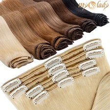 Highlight THICK Double Weft Clip In Remy Human Hair Extensions 8Pieces Full Head