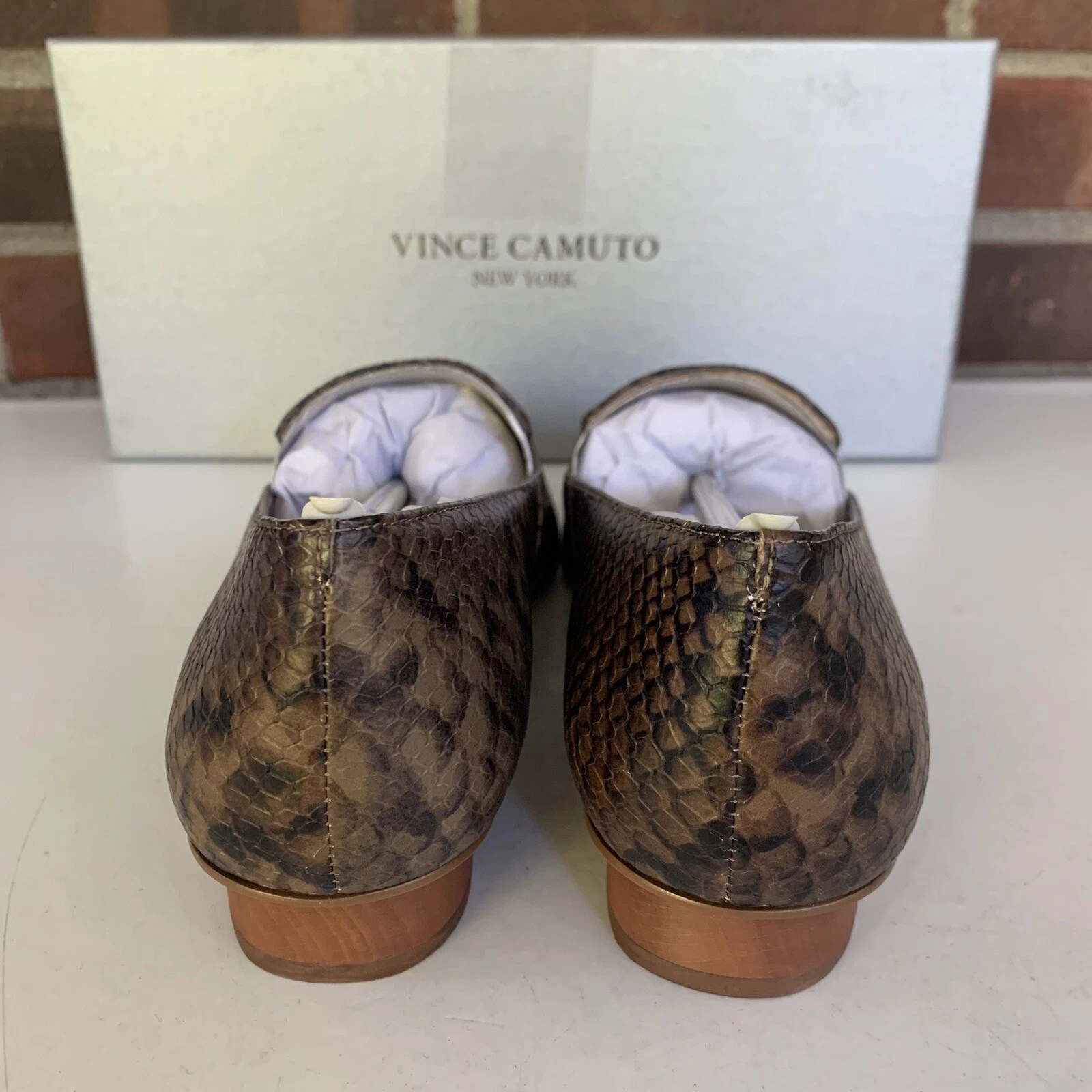 Vince Camuto Kikie Brown Animal Print Slip On Flats Loafers Women’s US 7.5 M