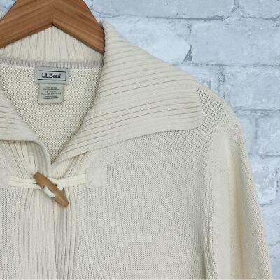 LL Bean Collared Toggle Button Cardigan Sweater Size Large