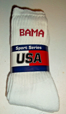 3 pairs Collegiate Alabama Crimson Tide BAMA Crew Socks Mens Shoe Size 9-12