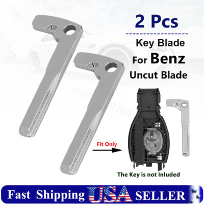 2 Uncut Emergency Insert Key Blank Blade for Mercedes Benz C E S G M R SL Class