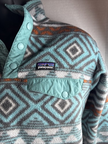 Patagonia Synchilla Snap-T Pullover Fleece Girls XL 14 Aztec Pattern - Picture 2 of 13