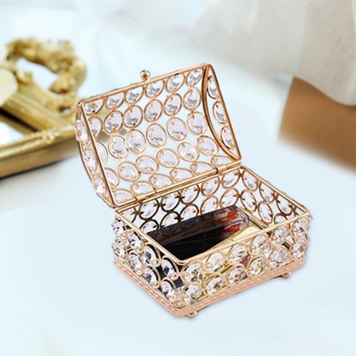 Joyero Metal Cristal Dorado Pequeño Romántico Rectángulo Tallado Novedad Arte Regalo - Imagen 15 de 24