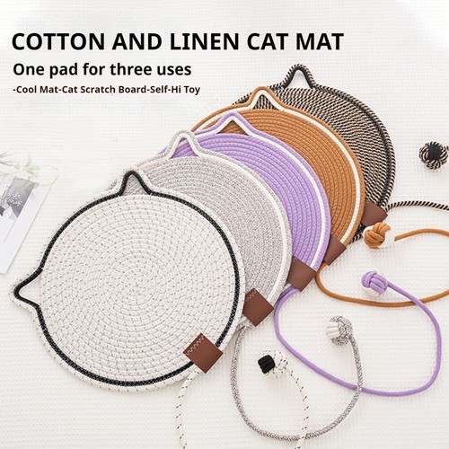 Cotton Rope Cat Scratcher Board Cat Scratching Post Mat Toy Bed Mat Claw Scraper - Picture 3 of 16