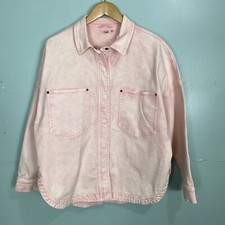 Faherty Pink Sunwashed Overshirt Denim Jean Jacket Sz M