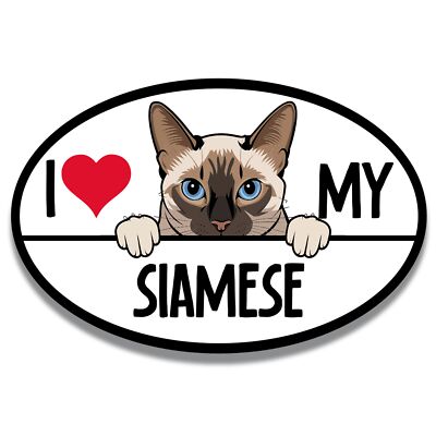 Magnet Me Up I Love My Siamese Cat Breed Car Magnet Decal, 4x6 Inches, Peeking