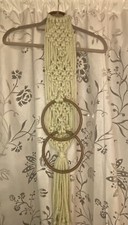 Vintage MCM Macrame Beige Double Towel Holder - Retro Boho 70s