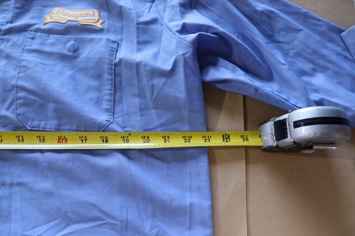 DISNEY COSTUMING DISNEYLAND EMPLOYEE CAST LONG SLEEVE BLUE SHIRT RED KAP SZ. L - Picture 7 of 12