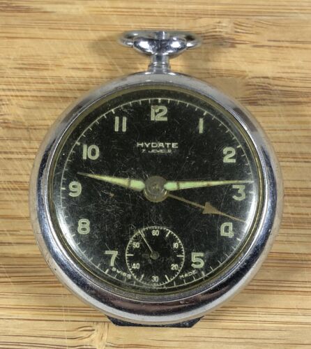 Vintage Brevet Hydate 227383 Alarm Pocket Watch 7 Jewels Swiss FOR PARTS REPAIR - Picture 1 of 16
