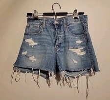 Aeropostale Distressed 90s High-Rise Cut-Off Denim Shorts Button Fly Women's 6