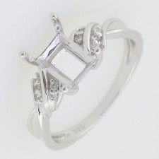 Sterling Silver Semi Mount Ring Setting Emerald OCT 8x6mm Twisted Shank