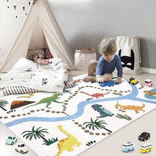 DINOSAUR PLAY RUG 3X5FT SOFT NONSLIP WASHABLE KIDS' BEDROOM PLAYROOM RUG