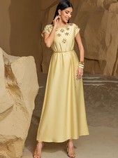 Vintage Abaya Women Evening Maxi Dress Kaftan Long Robes Islamic Ramadan Dresses