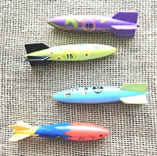 4 Vintage Swimway Toypedos 5" Water Toys