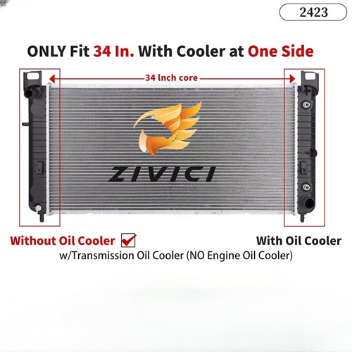 Ledkingdomus 34 In Radiator Fit For Chevy Silverado 1500 2500 Suburban Tahoe GMC Yukon 4.8 5.3 6