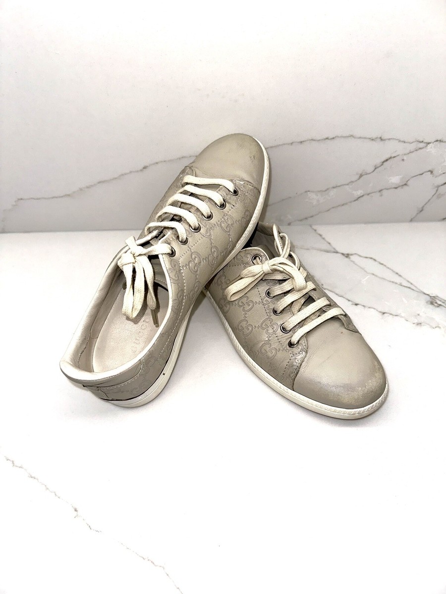 GUCCI Leather Sneakers - Unisex, Grey Shoes Size 37.5 ( 28cm GUCCI Leather Sneakers - Unisex, Grey Shoes Size 37.5 ( 28cm