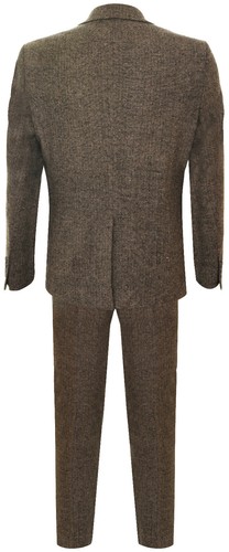 Mens Oak Brown 3 Piece Tweed Suit Vintage Harringbone 1920s Retro Peaky Blinders - Picture 6 of 8