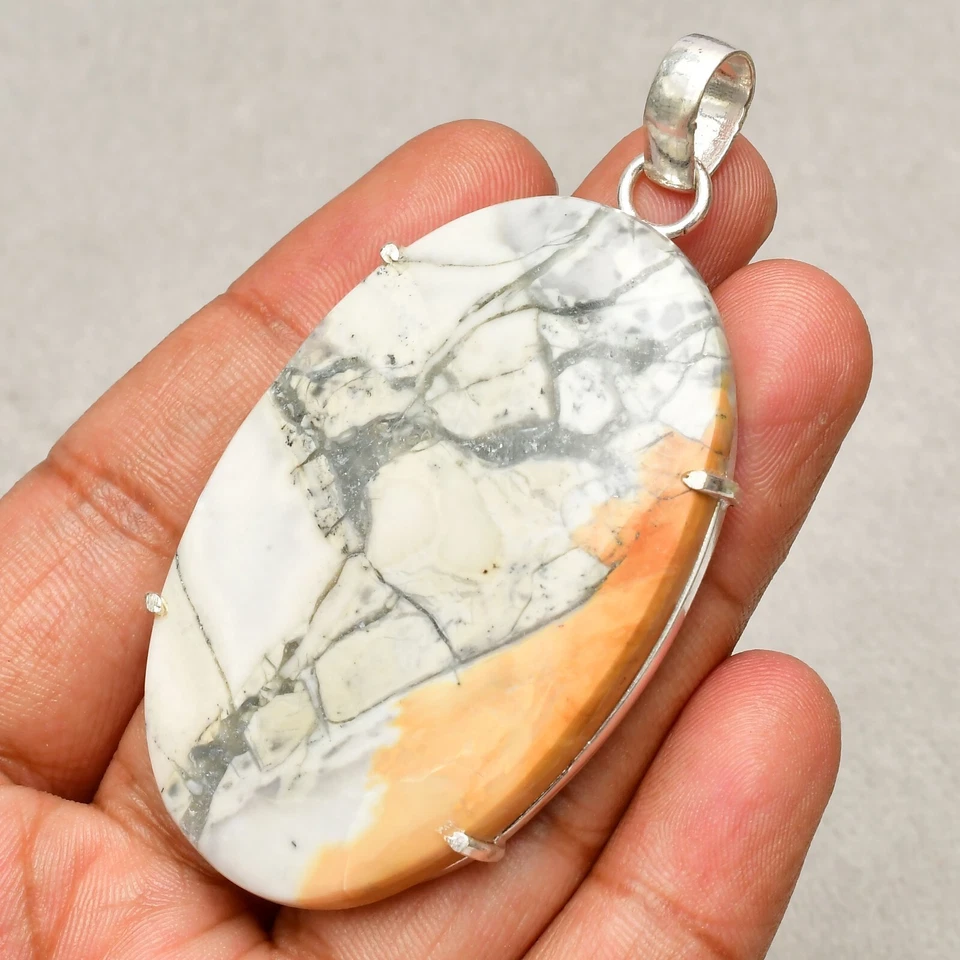 Ciondolo gioiello in argento sterling 925 fatto a mano con pietra diaspro... - Immagine 2 di 4