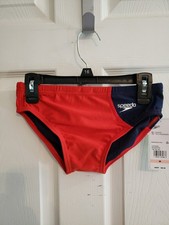 Speedo Vibe Collection Eco Endurance Swim Brief Mens 28 Red Navy NWT