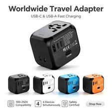 Universal Travel Adapter, Worldwide Wall Charger EU/UK/USA/AUS Plug Limited Ed