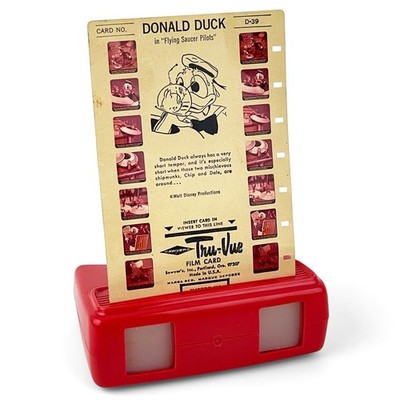Vtg 1950s 1960s Tru Vue Stereo Duplex 3-D Card VIEWER Red Donald Duck