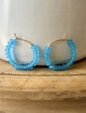 Blue Glass Hoop Earrings