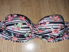 Gorgeous Multi-coloured Floral striped PEACOCKS Underwired bikini Top size 38B/C