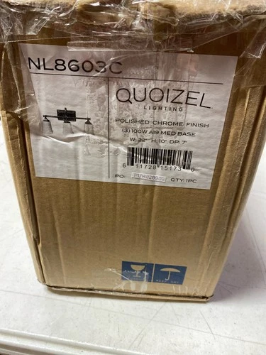 Quoizel NL8603C Nicholas 3-Light 300W Chrome Vanity Light, 10"x22" - Picture 2 of 3