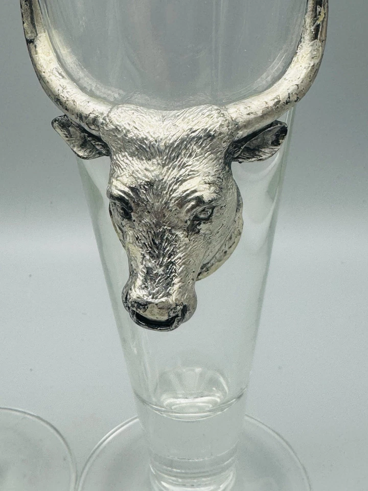 Arthur Court Pilsner Vidrio Toro Cabeza Longhorn Años 90’s Taurus Texas JUEGO DE COLECCIÓN Foto 2 de 3