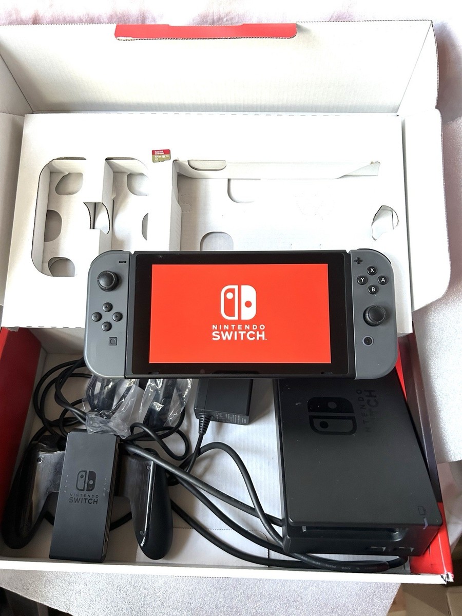 Nintendo Switch Console Gray Joy-Cons HAC-001- & 64GB Micro SD