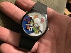 1996 M&M’s Mars Watch Blue Man Playing Saxophone Black Band Candy New Battery! — photo 1